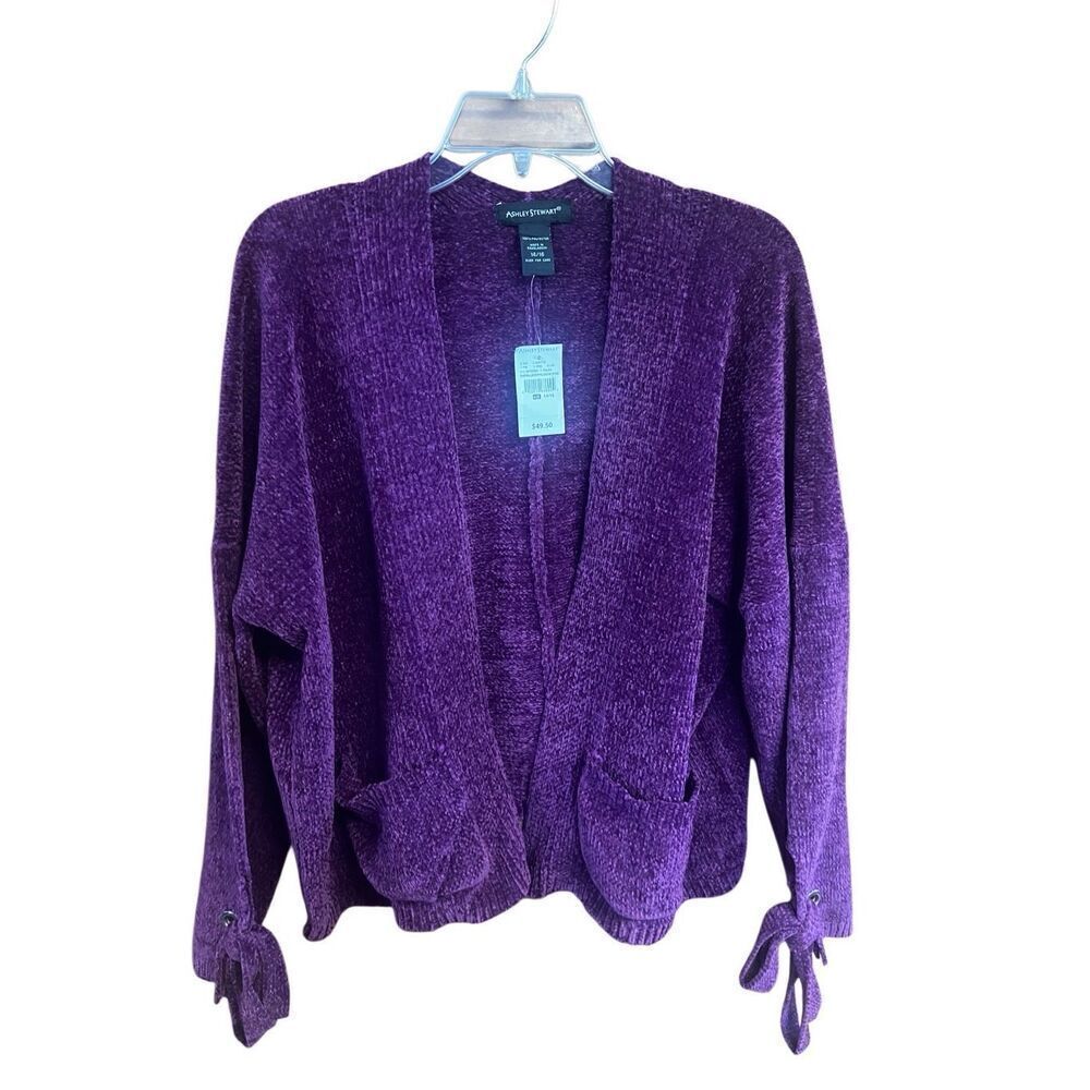 Ashley Stewart Open Cardigan Purple Sz 14/16 NWT
